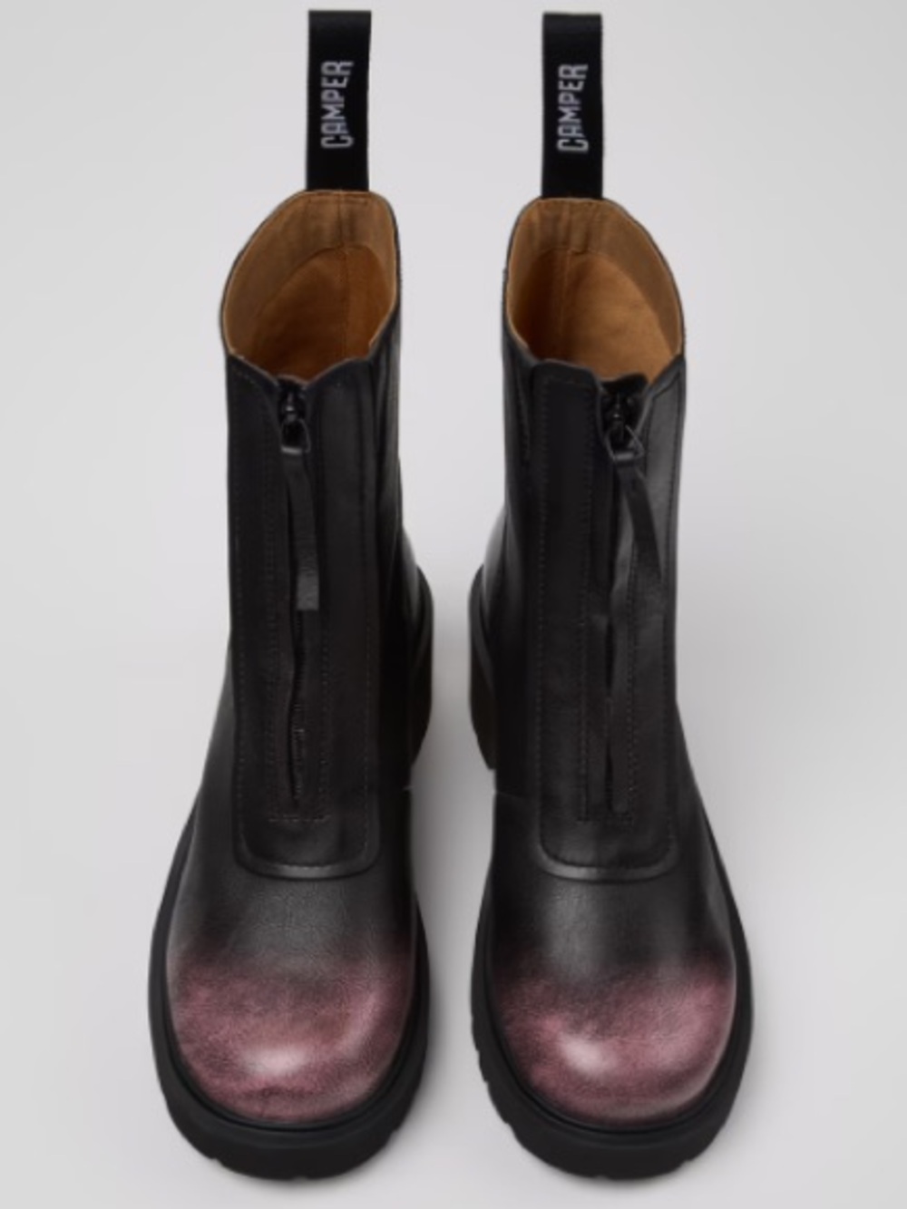 CAMPER Milah Black and Pink Leather Mid Boots, Size EU38/US7.5 NWOT Display pair